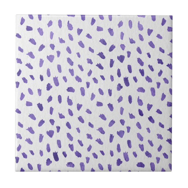 Azulejo De Cerâmica Modern Purple Dots Fun Spots Ceramic Tile (Frente)