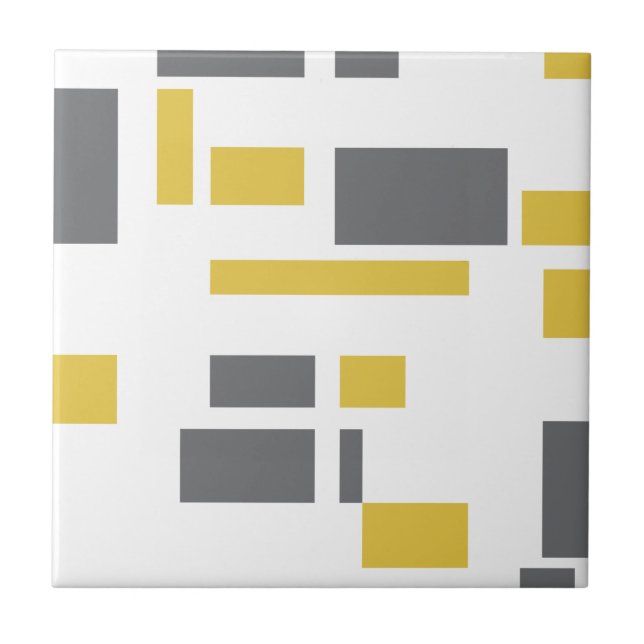 Azulejo De Cerâmica Modern, simple, cool geometric yellow gray pattern (Frente)