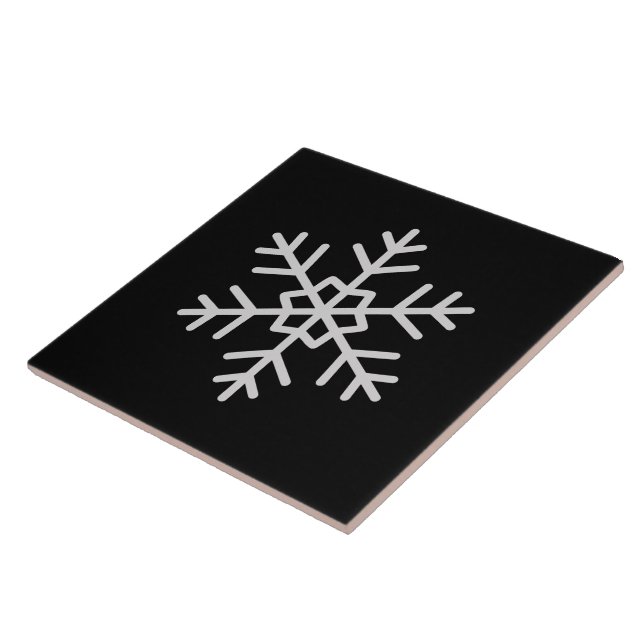 Azulejo De Cerâmica Modern Snowflake Accent Solid Black Tile Art (Lateral)