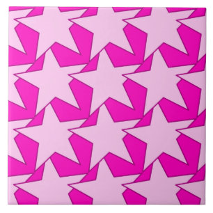 Azulejo De Cerâmica Modern Star Geometric - Fuchsia e rosa-gelo