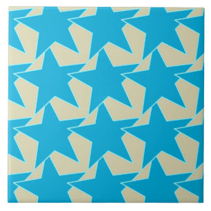 Azulejo De Cerâmica Modern Star Geométrico - azul-ceruliano e bronzead