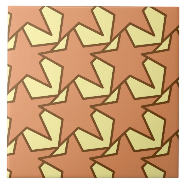 Azulejo De Cerâmica Modern Star Geométrico - caramelo e amarelo (Frente)
