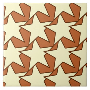 Azulejo De Cerâmica Modern Star Geométrico - creme e castanho