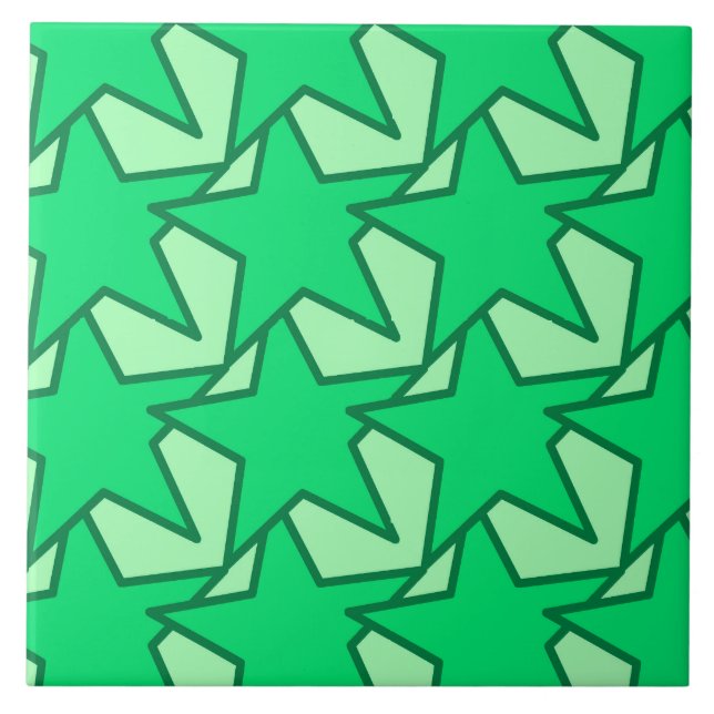 Azulejo De Cerâmica Modern Star Geométrico - esmeralda e verde-menta (Frente)