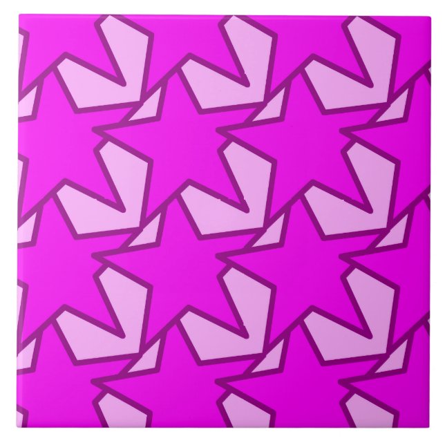 Azulejo De Cerâmica Modern Star Geométrico - violeta e rosa (Frente)