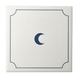 Azulejo De Cerâmica Modern whimsical simple beige tile with blue moon