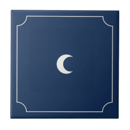 Azulejo De Cerâmica Modern whimsical simple dark blue tile with moon