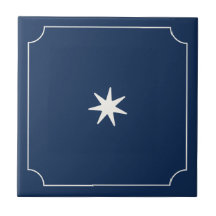 Modern whimsical simple dark blue tile with star