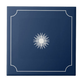 Azulejo De Cerâmica Modern whimsical simple dark blue tile with sun