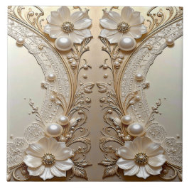 Azulejo De Cerâmica Modern White Flowers Pearls Ceramic Tile