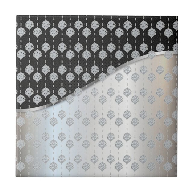 Azulejo de cerâmica moderna preta e prata (Frente)