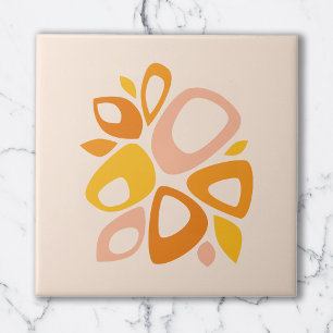 Azulejo De Cerâmica Moderno Abstrato Amarelo Calêndula Pêssego Elegant