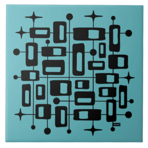 Azulejo De Cerâmica Moderno Abstrato Atômico de Meados do Século