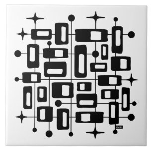 Azulejo De Cerâmica Moderno Abstrato Atômico de Meados do Século