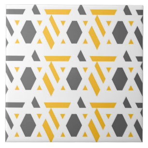 Azulejo De Cerâmica Moderno, abstrato, cinza, amarelo-mostarda, branco
