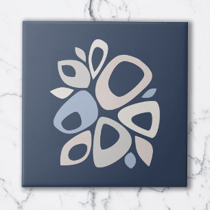 Azulejo De Cerâmica Moderno Abstrato Estiloso Azul Marinho Gelo Cinza