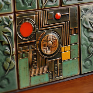 Azulejo De Cerâmica Moderno Abstrato Geométrico Simétrico de Meados do