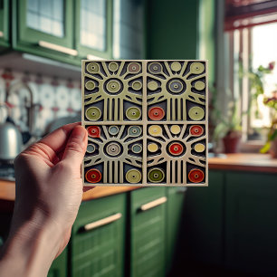 Azulejo De Cerâmica Moderno Abstrato Geométrico Simétrico de Meados do