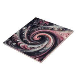 Azulejo De Cerâmica Moderno Abstrato Girando Rosa, Preto e Branco