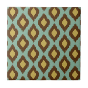Azulejo De Cerâmica Moderno amarelo azul do ikat tribal moderno
