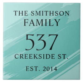 Azulejo De Cerâmica Moderno Data do Teal Estabelecido Endereço Palco d