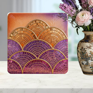 Azulejo De Cerâmica Moderno de Meados do Século Leque Escalonado roxo 