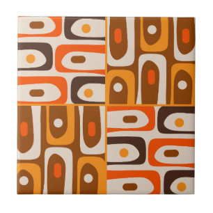 Azulejo De Cerâmica Moderno de Meados do Século Piquet Anos 70 Laranja