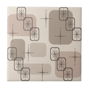 Azulejo De Cerâmica Moderno de Meados do Século Sputnik Taupe