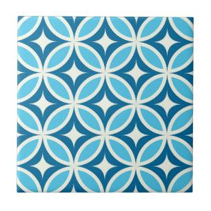 Azulejo De Cerâmica Moderno geométrico de meados do século Azul Marinh