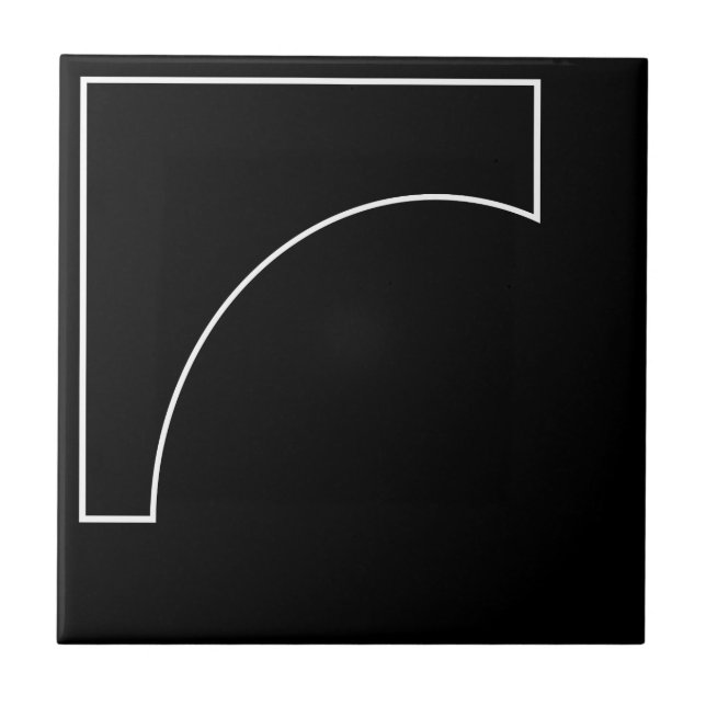 Azulejo De Cerâmica Moderno Geométrico Preto e Branco (Frente)