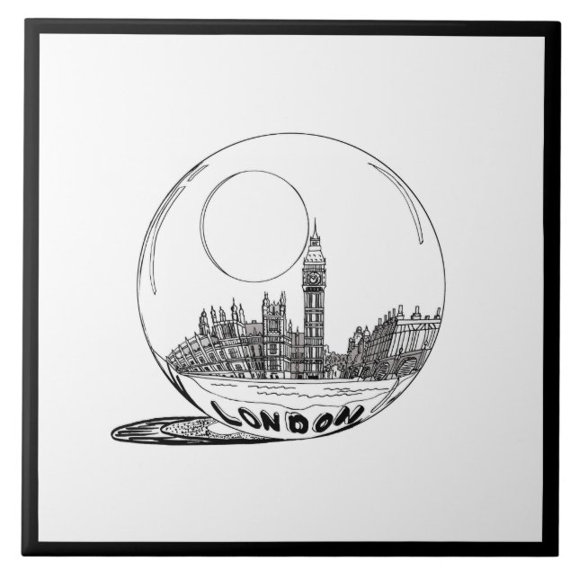 Azulejo De Cerâmica Moderno Na moda Londres Sity Black White (Frente)