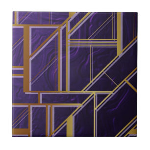 Azulejo De Cerâmica Moderno,ouro,deco de arte,roxo,geomtrico,vintage,c