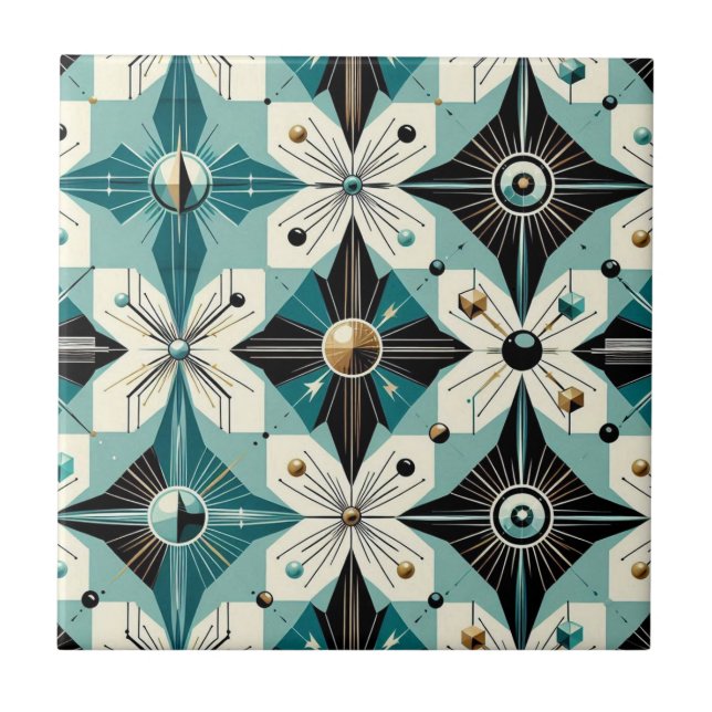 Azulejo De Cerâmica Moderno Retro de Meados do Século  (Frente)