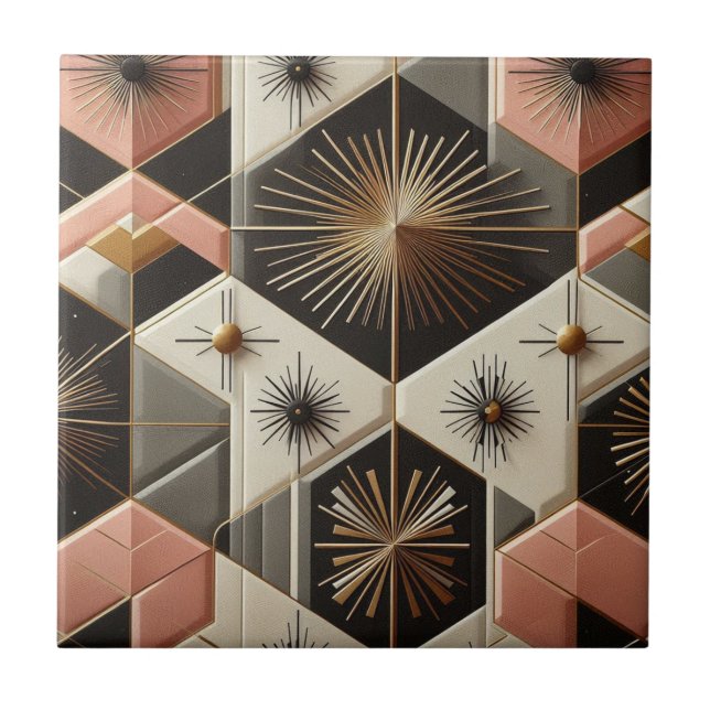Azulejo De Cerâmica Moderno Retro de Meados do Século (Frente)