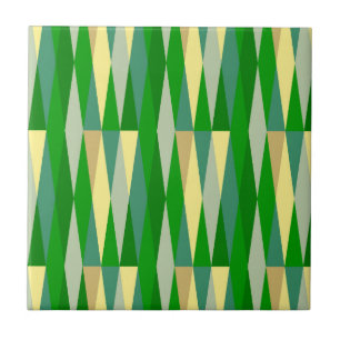 Azulejo De Cerâmica Moderno Retro Diamante Verde Amarelo Meados do Séc