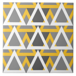 Azulejo De Cerâmica Modernos, triângulos, amarelo-mostarda, branco, ci