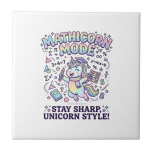 Azulejo De Cerâmica Modo Unicórnio Mathicorn Encantador Fundo Branco D