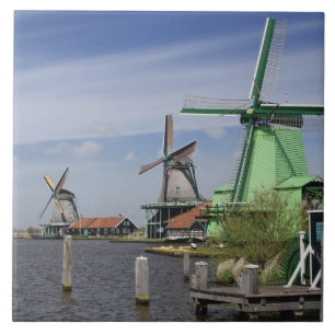 Azulejo De Cerâmica Moinho de vento, Zaanse Schans, Holanda, Países Ba