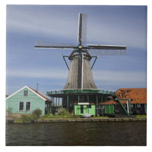 Azulejo De Cerâmica Moinho de vento, Zaanse Schans, Holanda, Países Ba