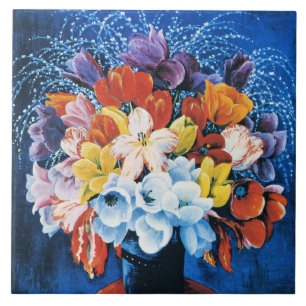 Azulejo De Cerâmica Moise Kisling, Buquê de Tulipas,