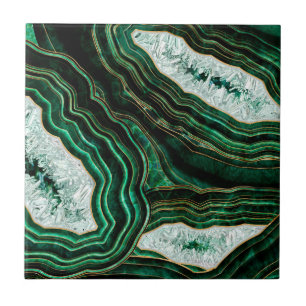 Azulejo De Cerâmica Moisés Green Geode e Crystals Digital Art