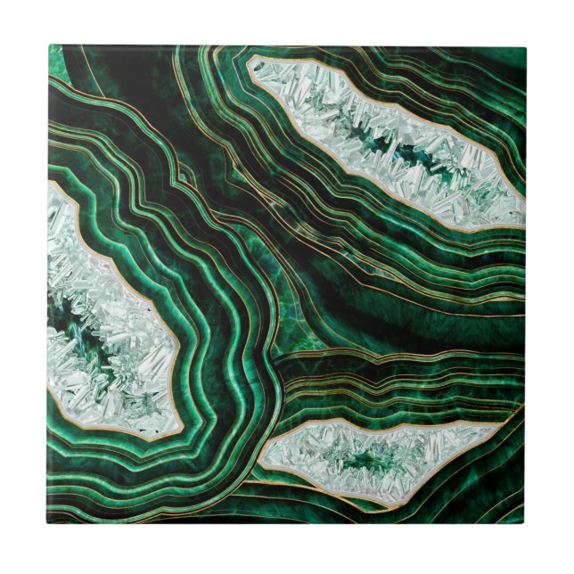 Azulejo De Cerâmica Moisés Green Geode e Crystals Digital Art (Frente)