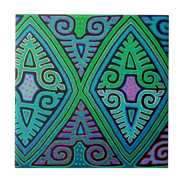 Azulejo De Cerâmica Mola de diamante indiano Kuna (Frente)