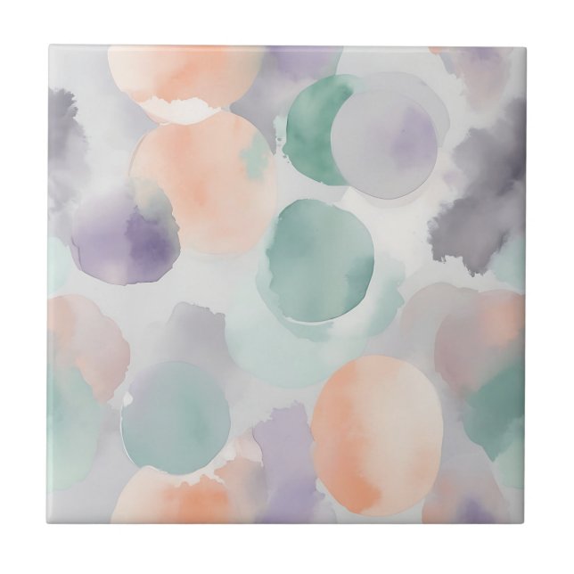 Azulejo De Cerâmica Molas de Aquarela de Pastel Suave (Frente)