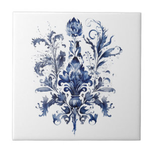 Azulejo De Cerâmica Molduras azuis e brancas delft com flores