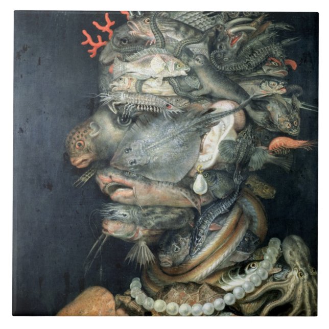 Azulejo De Cerâmica Molhe, (óleo em canvas), Arcimboldo, Giuseppe (Frente)