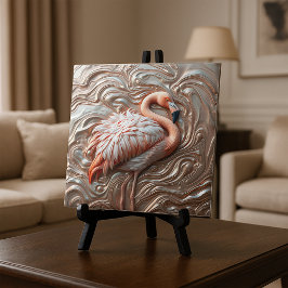 Azulejo De Cerâmica Molten Dourado Cobre e Prata Graceful Flamingo