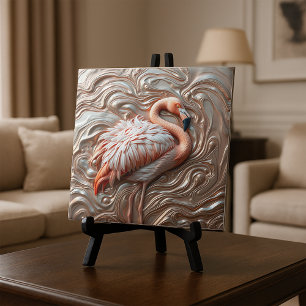 Azulejo De Cerâmica Molten Dourado Cobre e Prata Graceful Flamingo