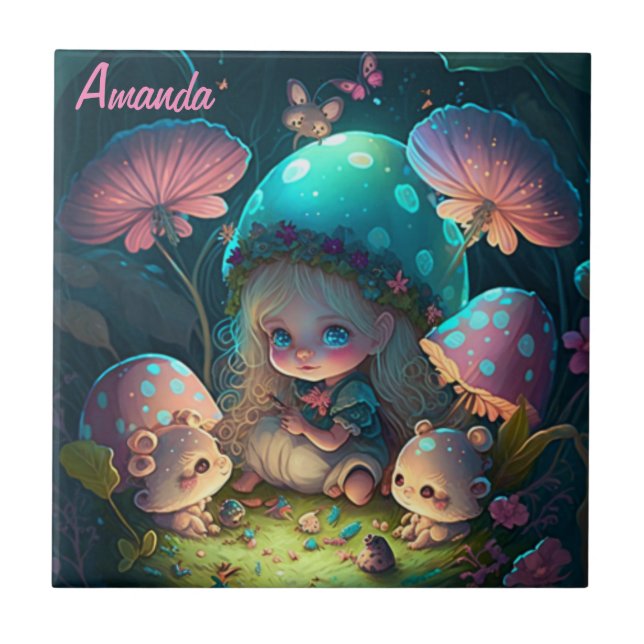 Azulejo De Cerâmica Momentos de elfo mágico (Frente)