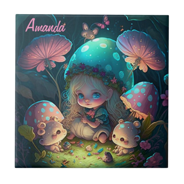 Azulejo De Cerâmica Momentos de elfo mágico (Frente)